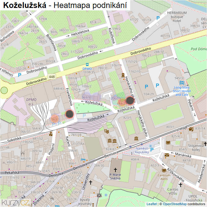 Mapa Koželužská - Firmy v ulici.