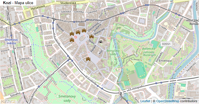 Kozí - mapa ulice