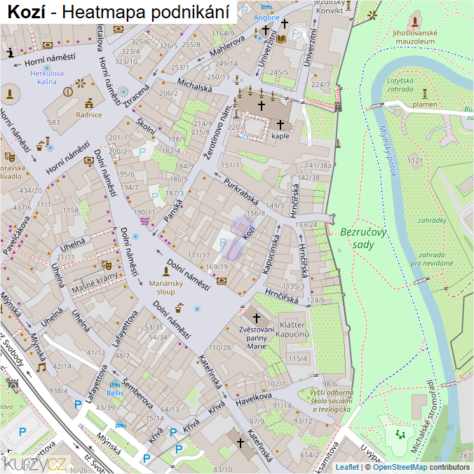 Mapa Kozí - Firmy v ulici.