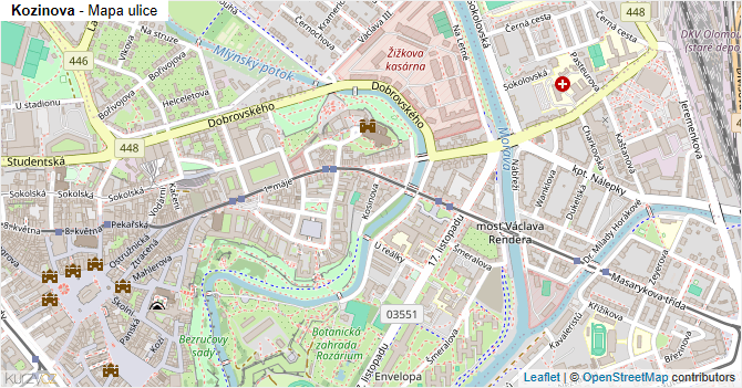 Kozinova - mapa ulice