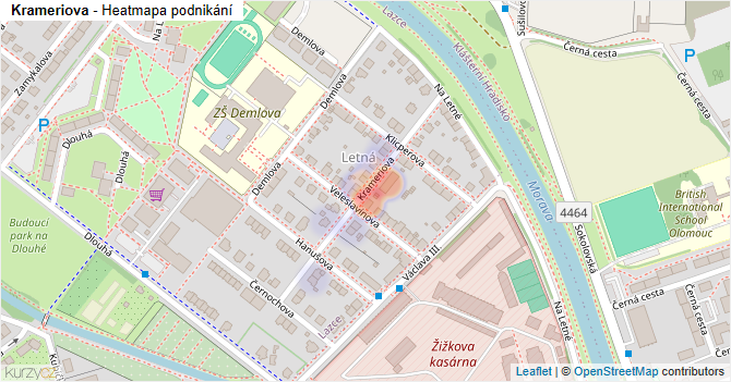 Krameriova - mapa podnikání
