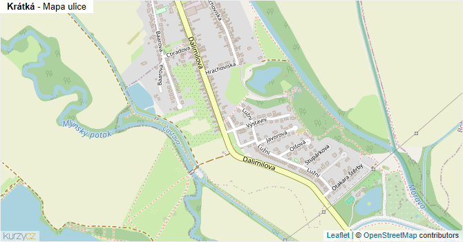 Krátká - mapa ulice