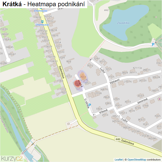 Mapa Krátká - Firmy v ulici.
