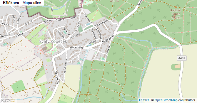 Křičkova - mapa ulice