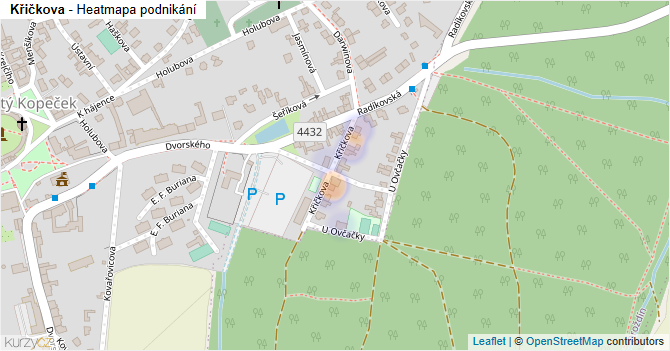 Křičkova - mapa podnikání