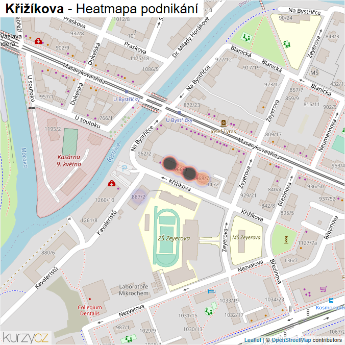 Mapa Křižíkova - Firmy v ulici.