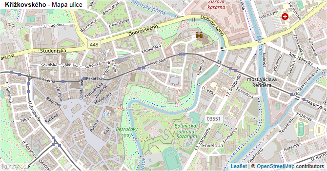 Křížkovského - mapa ulice