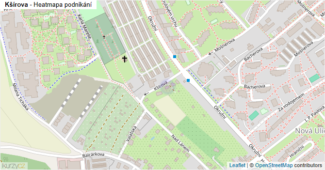 Kšírova - mapa podnikání