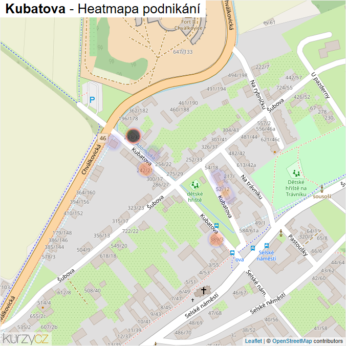 Mapa Kubatova - Firmy v ulici.