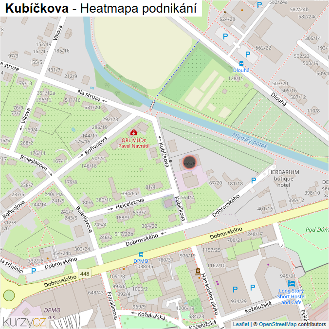 Mapa Kubíčkova - Firmy v ulici.