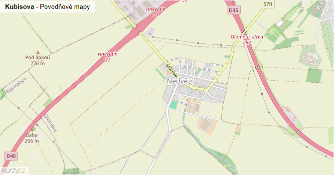 Kubisova - záplavové mapy stoleté vody
