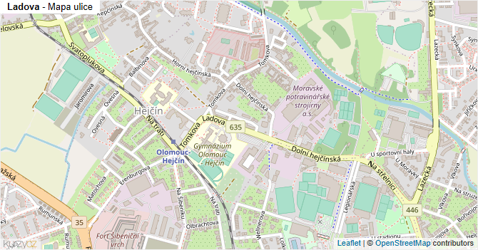 Ladova - mapa ulice