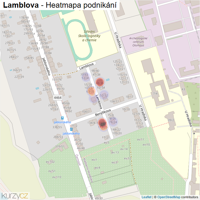 Mapa Lamblova - Firmy v ulici.