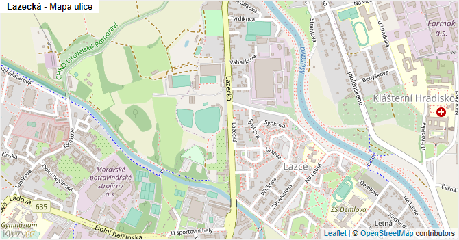 Lazecká - mapa ulice
