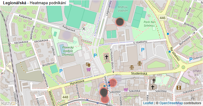 Legionářská - mapa podnikání