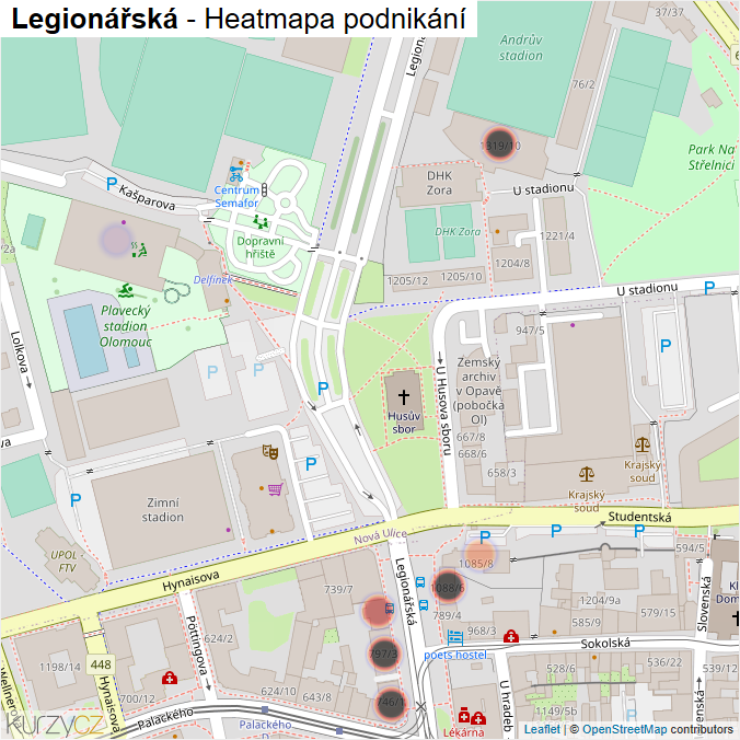 Mapa Legionářská - Firmy v ulici.