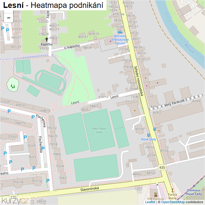 Mapa Lesní - Firmy v ulici.