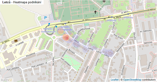 Letců - mapa podnikání