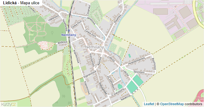 Lidická - mapa ulice