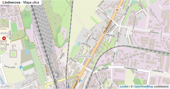 Lindnerova - mapa ulice