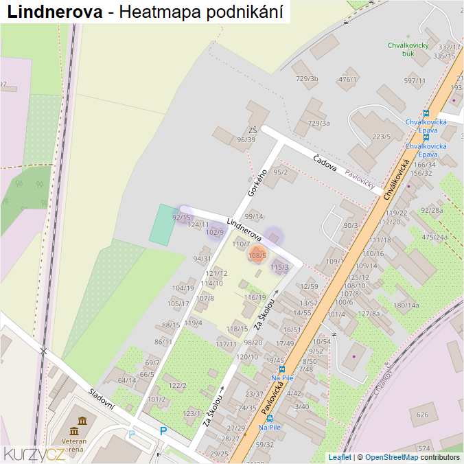 Mapa Lindnerova - Firmy v ulici.