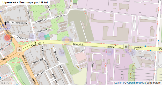 Lipenská - mapa podnikání