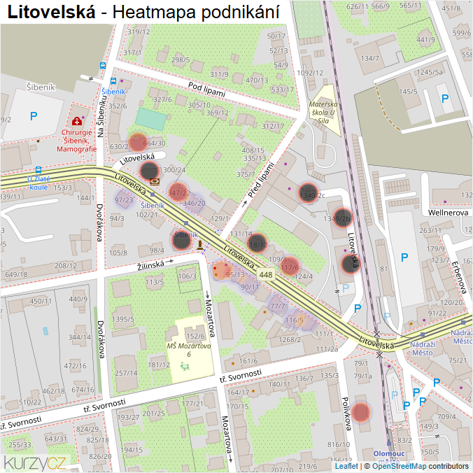 Mapa Litovelská - Firmy v ulici.