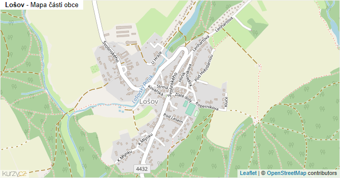 Lošov - mapa části obce