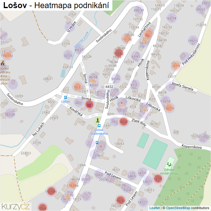 Mapa Lošov - Firmy v části obce.