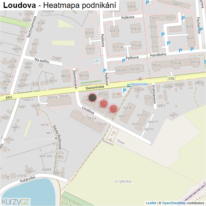 Mapa Loudova - Firmy v ulici.