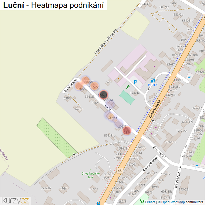 Mapa Luční - Firmy v ulici.