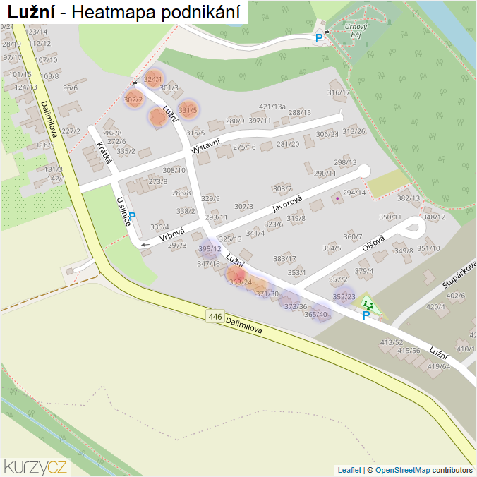 Mapa Lužní - Firmy v ulici.
