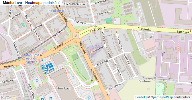 Máchalova - mapa podnikání