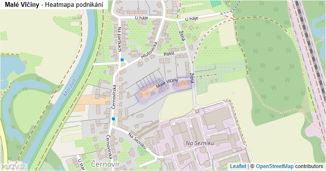 Malé Vlčiny - mapa podnikání