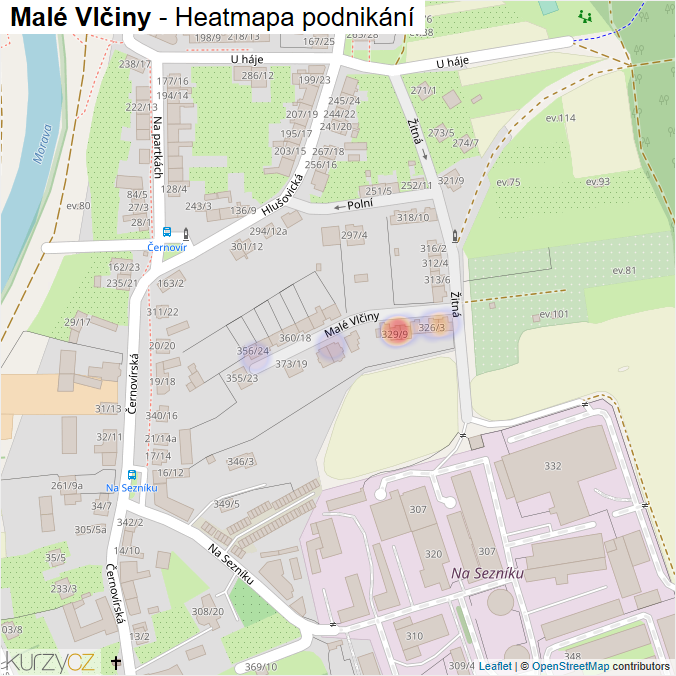 Mapa Malé Vlčiny - Firmy v ulici.