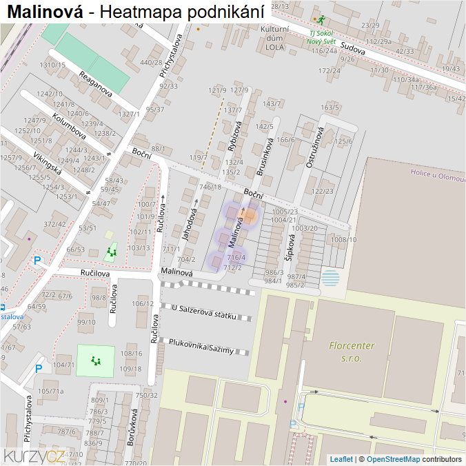 Mapa Malinová - Firmy v ulici.