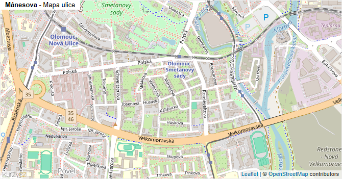 Mánesova - mapa ulice
