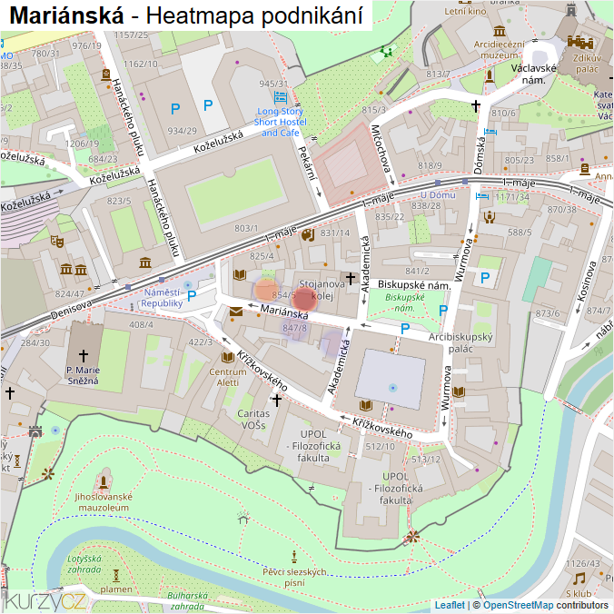 Mapa Mariánská - Firmy v ulici.