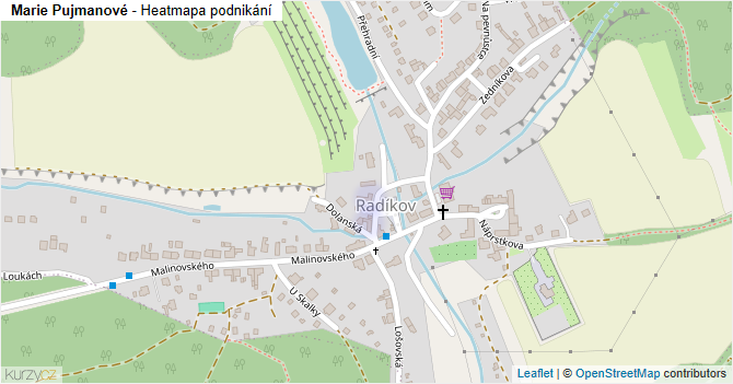 Marie Pujmanové - mapa podnikání