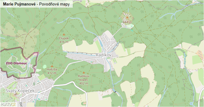 Marie Pujmanové - záplavové mapy stoleté vody