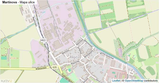 Martinova - mapa ulice