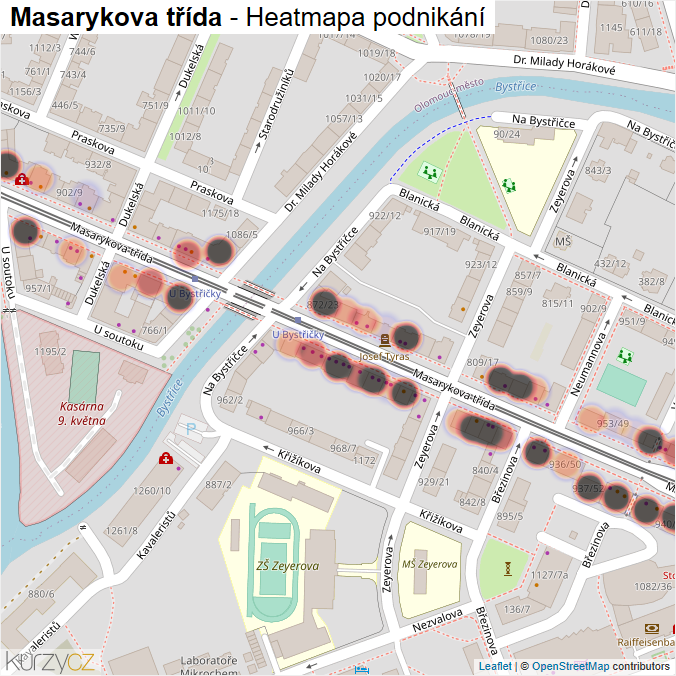 Mapa Masarykova třída - Firmy v ulici.