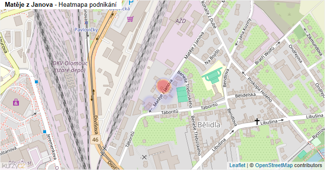 Matěje z Janova - mapa podnikání