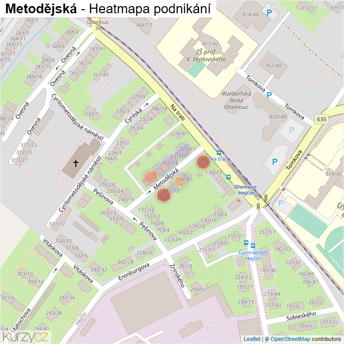 Mapa Metodějská - Firmy v ulici.