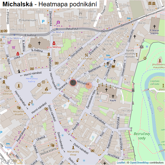 Mapa Michalská - Firmy v ulici.