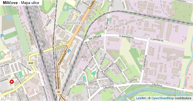 Milíčova - mapa ulice