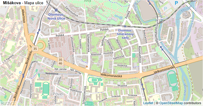 Mišákova - mapa ulice