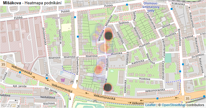 Mišákova - mapa podnikání