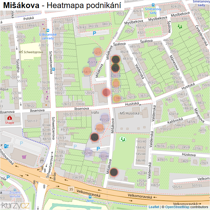 Mapa Mišákova - Firmy v ulici.