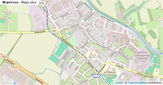 Mojmírova - mapa ulice